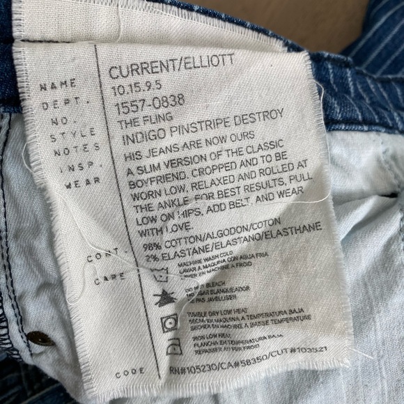 Current Elliot THE FLING INDIGO PINSTRIPE DESTROY - Picture 2 of 10